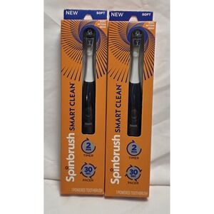 2 Spinbrush Smart Clean Powered Toothbrush SOFT - 2 Min Timer - Dual Action Head